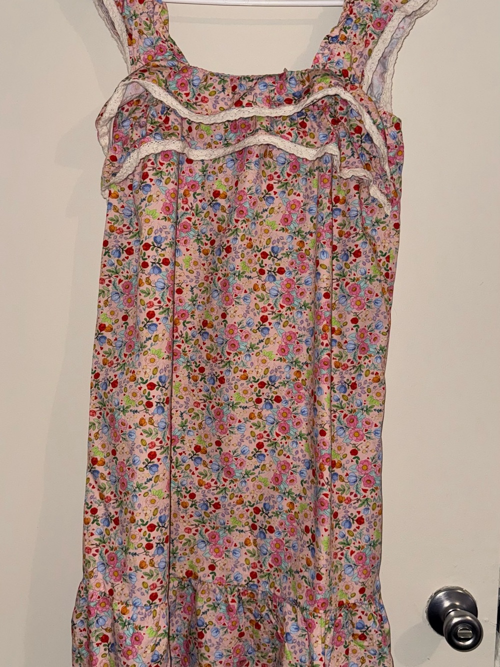 Girls Pink Floral Ruffle Tank Top - Picture 3 of 4